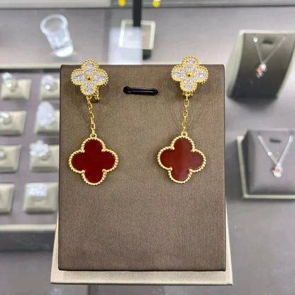 [⭐Luxery]CLOVER  2 MOTIFS  DIAMOND  EARRINGS (MULTIPLE CHOICESç´