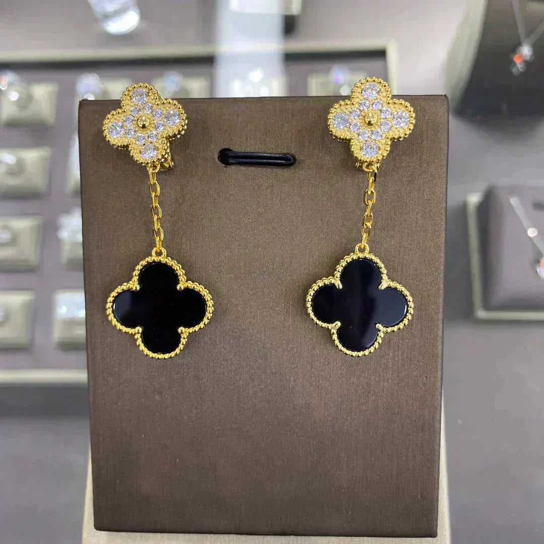 [⭐Luxery]CLOVER  2 MOTIFS  DIAMOND  EARRINGS (MULTIPLE CHOICESç´