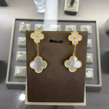[⭐Luxery]CLOVER  2 MOTIFS  DIAMOND  EARRINGS (MULTIPLE CHOICESç´
