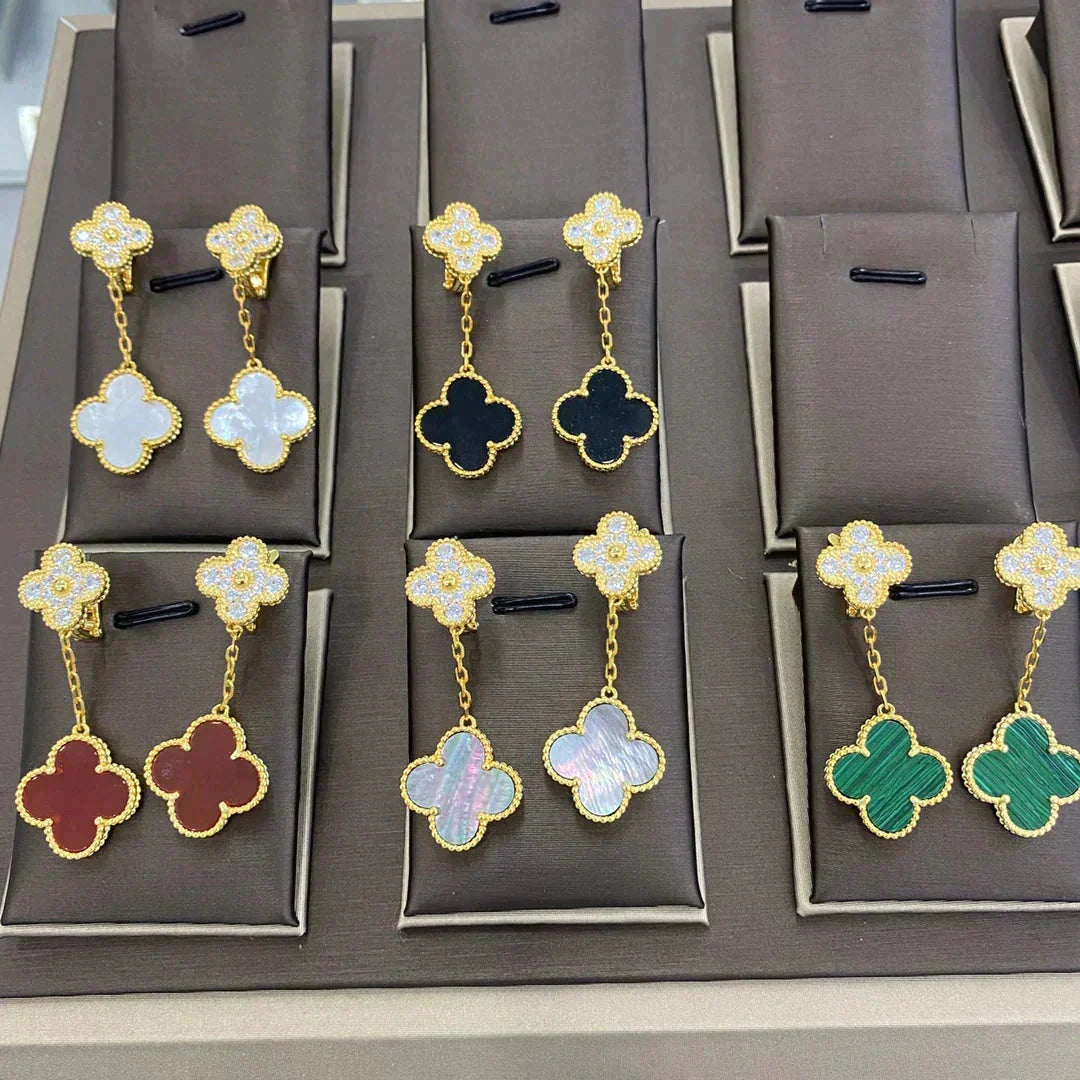 [⭐Luxery]CLOVER  2 MOTIFS  DIAMOND  EARRINGS (MULTIPLE CHOICESç´