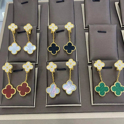 [⭐Luxery]CLOVER  2 MOTIFS  DIAMOND  EARRINGS (MULTIPLE CHOICESç´