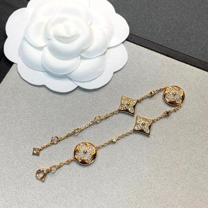 [⭐Luxery]STAR AND SUN 4 MOTIFS GOLD DIAMONDS BRACELET