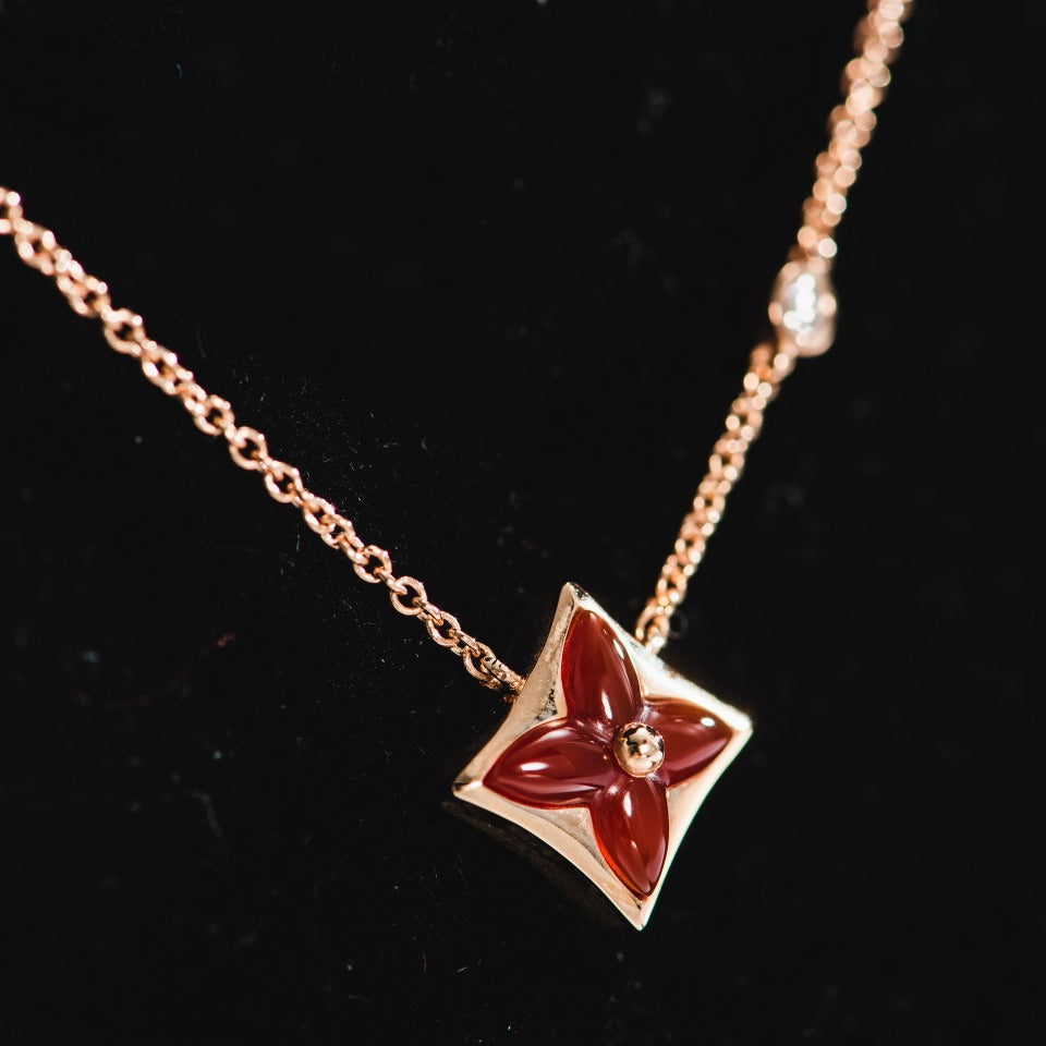 [⭐Luxery]STAR NECKLACE PINK GOLD 1 DIAMOND