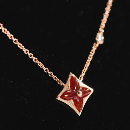 [⭐Luxery]STAR NECKLACE PINK GOLD 1 DIAMOND