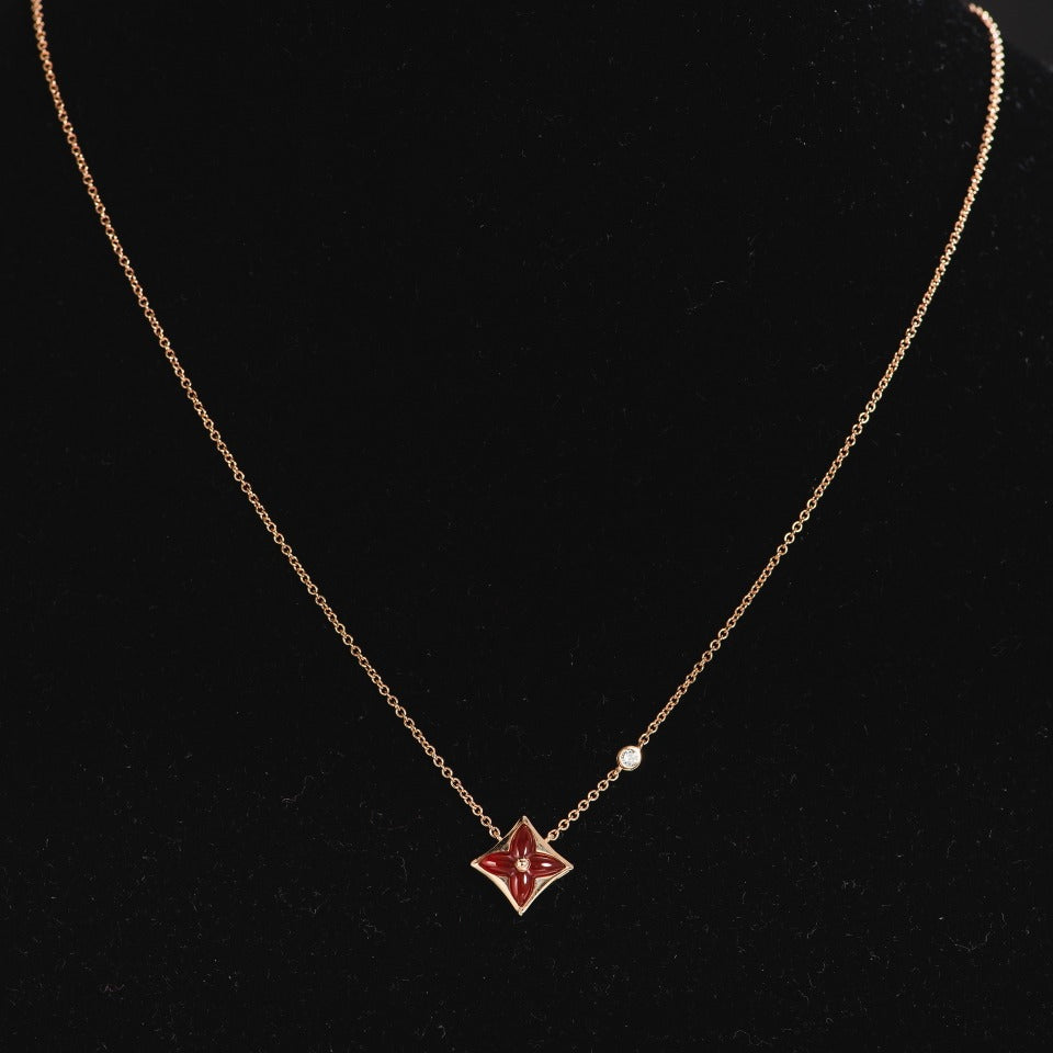 [⭐Luxery]STAR NECKLACE PINK GOLD 1 DIAMOND