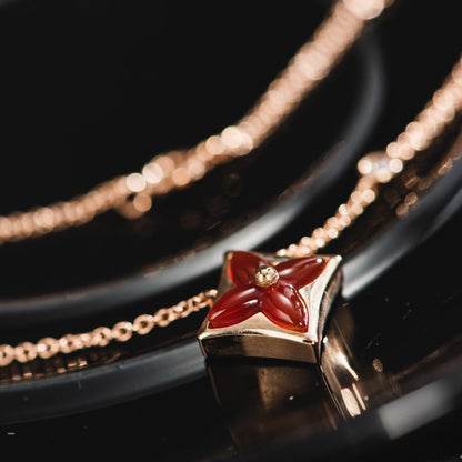 [⭐Luxery]STAR NECKLACE PINK GOLD 1 DIAMOND