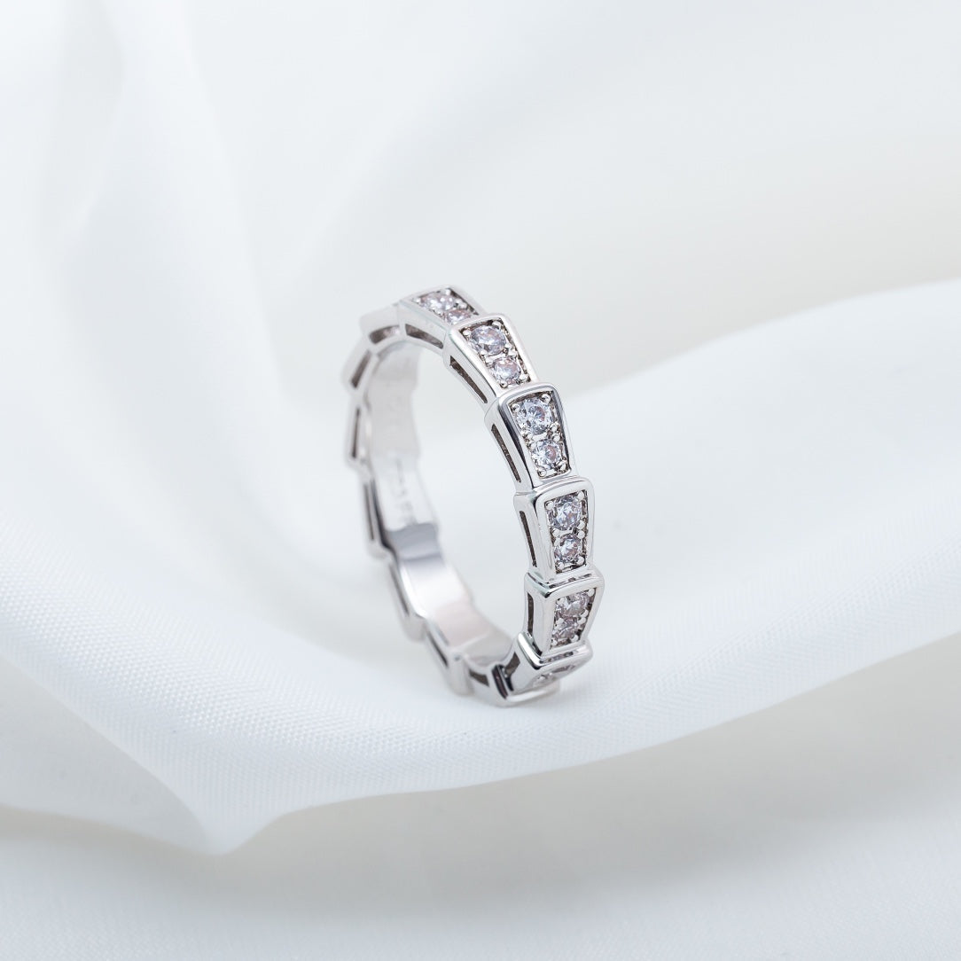 [⭐Luxery]SERPENTI RING SILVER DIAMOND PAVED 3MM