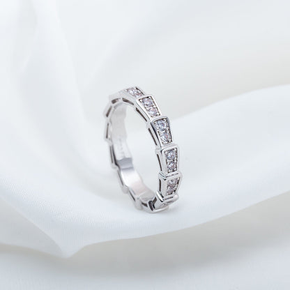 [⭐Luxery]SERPENTI RING SILVER DIAMOND PAVED 3MM