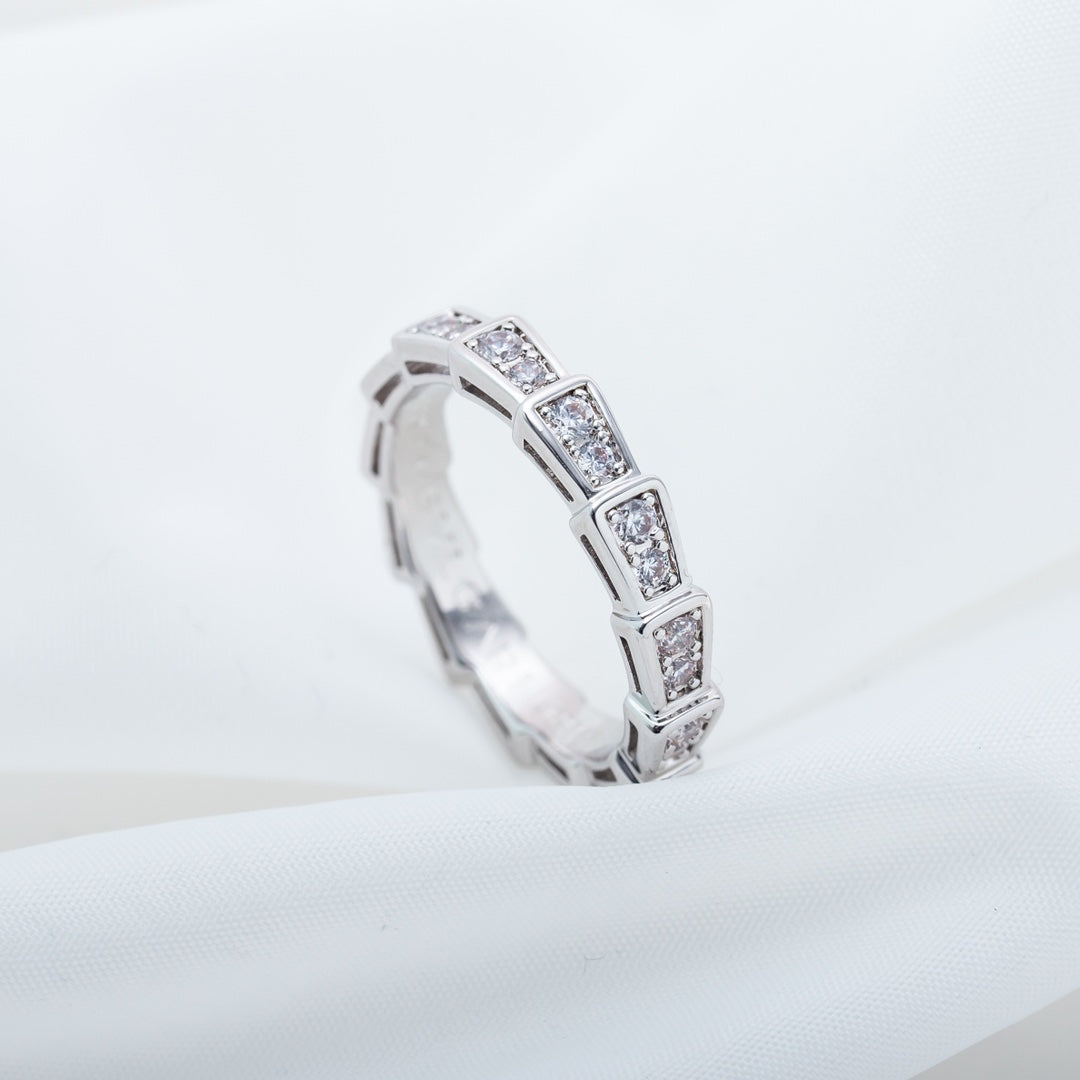 [⭐Luxery]SERPENTI RING SILVER DIAMOND PAVED 3MM