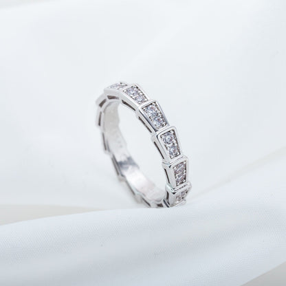 [⭐Luxery]SERPENTI RING SILVER DIAMOND PAVED 3MM