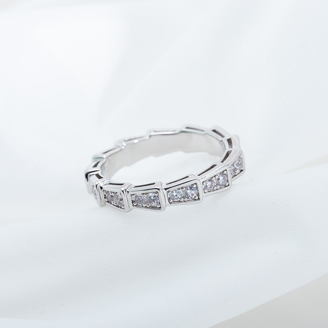 [⭐Luxery]SERPENTI RING SILVER DIAMOND PAVED 3MM