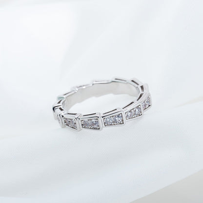 [⭐Luxery]SERPENTI RING SILVER DIAMOND PAVED 3MM