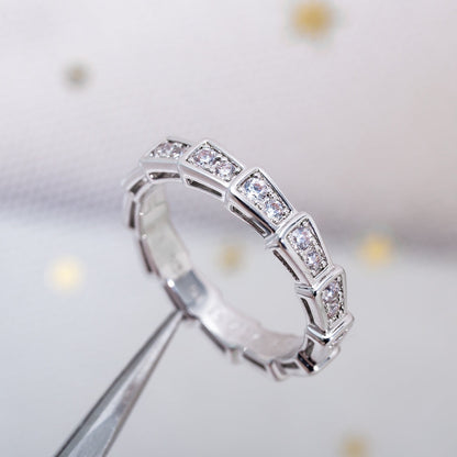 [⭐Luxery]SERPENTI RING SILVER DIAMOND PAVED 3MM