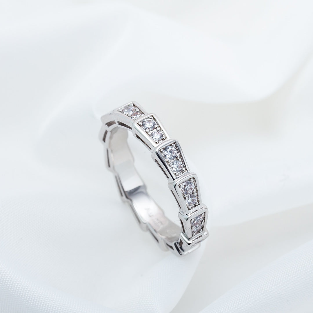 [⭐Luxery]SERPENTI RING SILVER DIAMOND PAVED 3MM