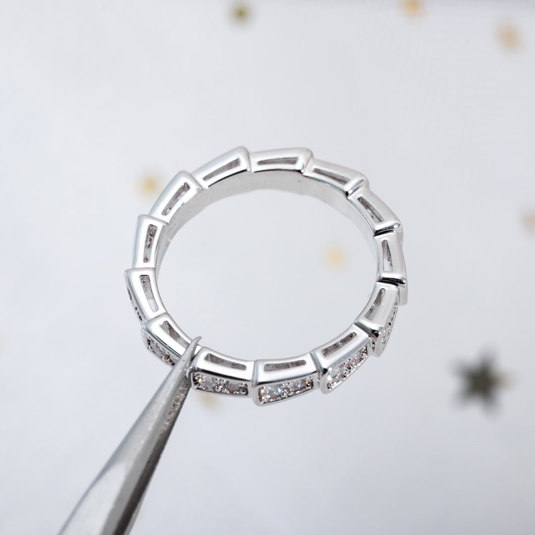 [⭐Luxery]SERPENTI RING SILVER DIAMOND PAVED 3MM