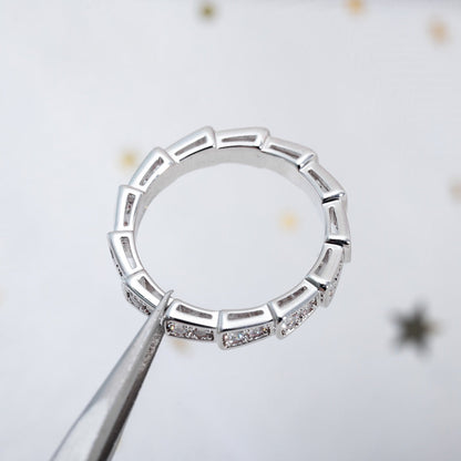 [⭐Luxery]SERPENTI RING SILVER DIAMOND PAVED 3MM