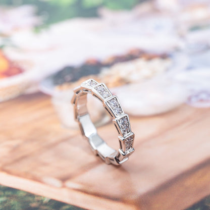 [⭐Luxery]SERPENTI RING SILVER DIAMOND PAVED 3MM