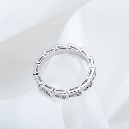 [⭐Luxery]SERPENTI RING SILVER DIAMOND PAVED 3MM