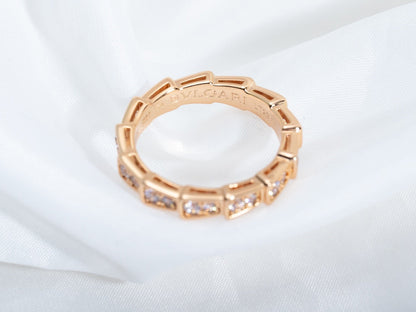 [⭐Luxery]SERPENTI RING PINK GOLD DIAMOND PAVED 3MM
