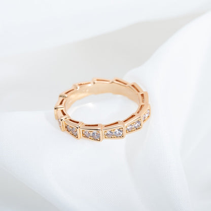 [⭐Luxery]SERPENTI RING PINK GOLD DIAMOND PAVED 3MM