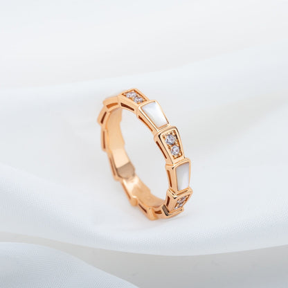[⭐Luxery]SERPENTI RING PINK GOLD DIAMOND MOP 3MM