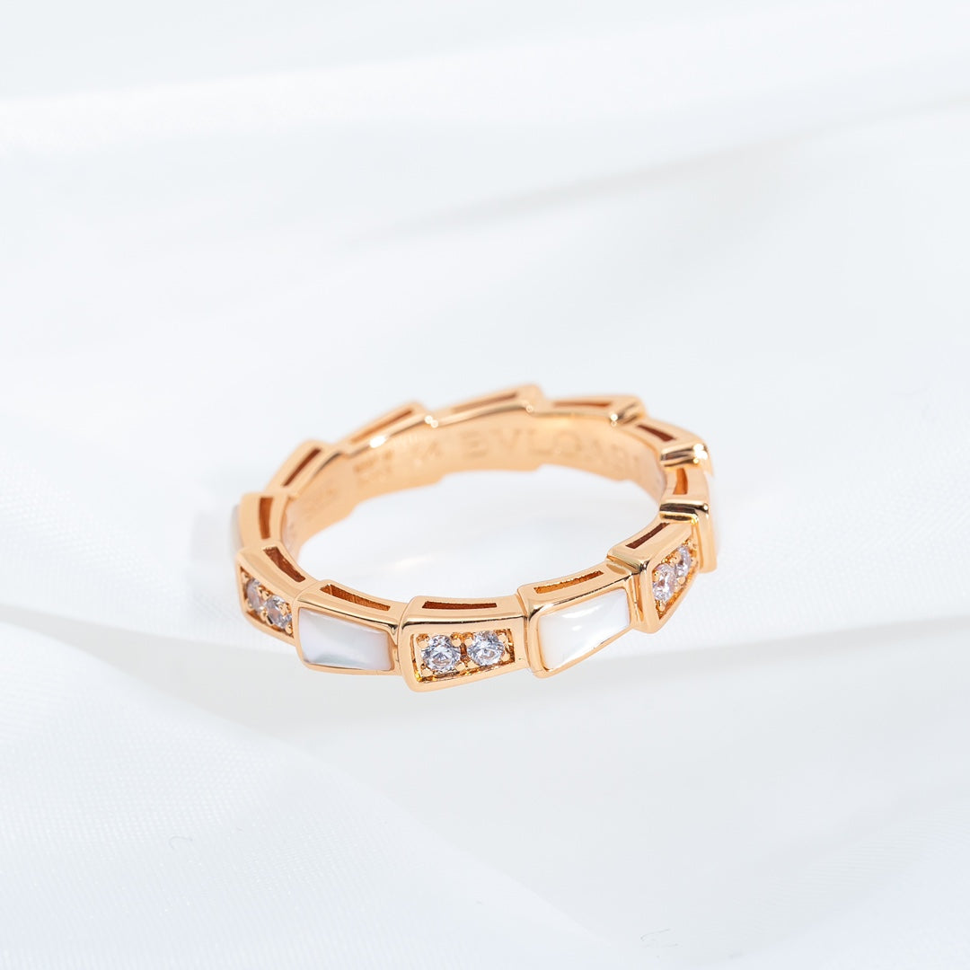 [⭐Luxery]SERPENTI RING PINK GOLD DIAMOND MOP 3MM