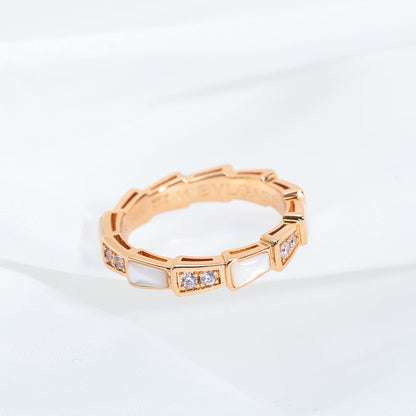 [⭐Luxery]SERPENTI RING PINK GOLD DIAMOND MOP 3MM