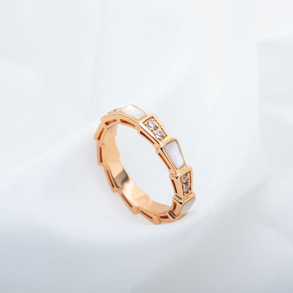 [⭐Luxery]SERPENTI RING PINK GOLD DIAMOND MOP 3MM