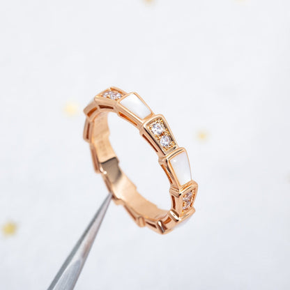 [⭐Luxery]SERPENTI RING PINK GOLD DIAMOND MOP 3MM