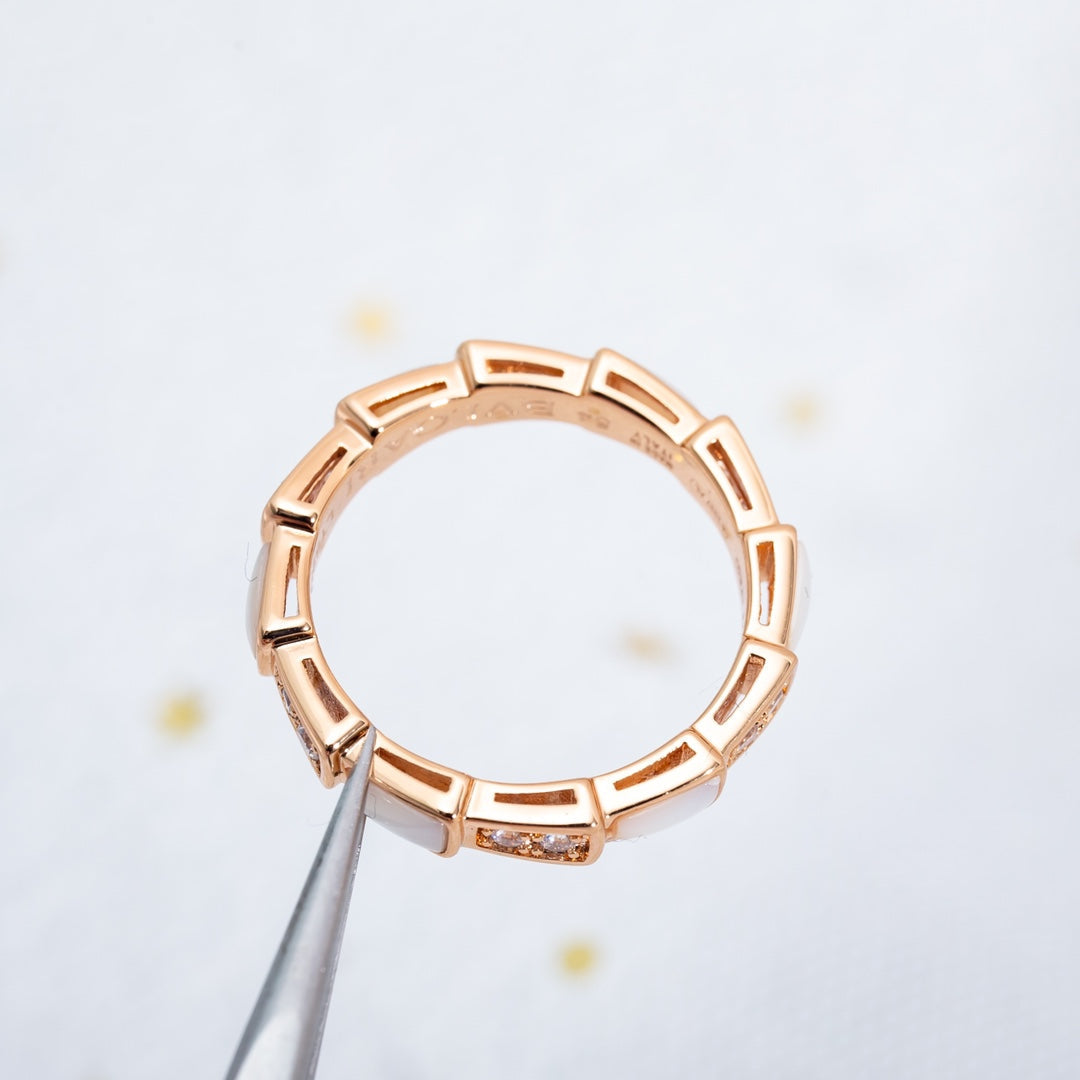 [⭐Luxery]SERPENTI RING PINK GOLD DIAMOND MOP 3MM