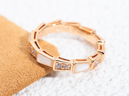 [⭐Luxery]SERPENTI RING PINK GOLD DIAMOND MOP 3MM