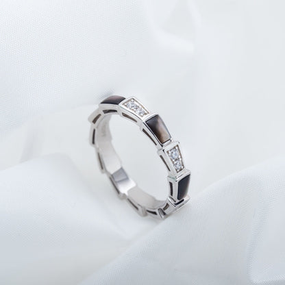 [⭐Luxery]SERPENTI RING SILVER  DIAMOND BLACK MOP 3MM