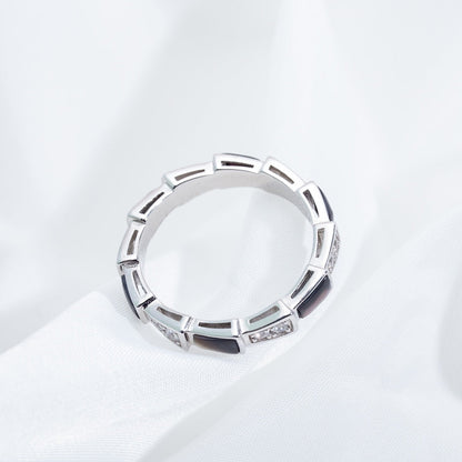 [⭐Luxery]SERPENTI RING SILVER  DIAMOND BLACK MOP 3MM