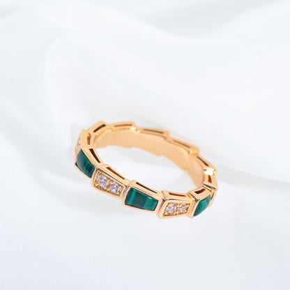 [⭐Luxery]SERPENTI RING PINK GOLD MALACHITE DIAMOND 3MM