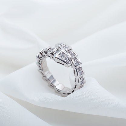[⭐Luxery]SERPENTI RING SILVER DIAMOND PAVED 4MM