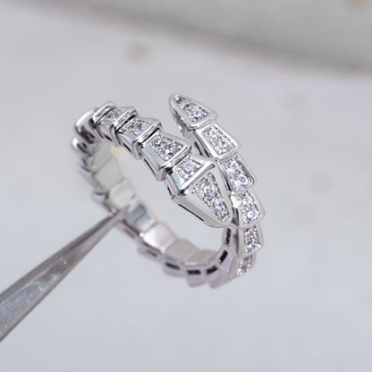 [⭐Luxery]SERPENTI RING SILVER DIAMOND PAVED 4MM