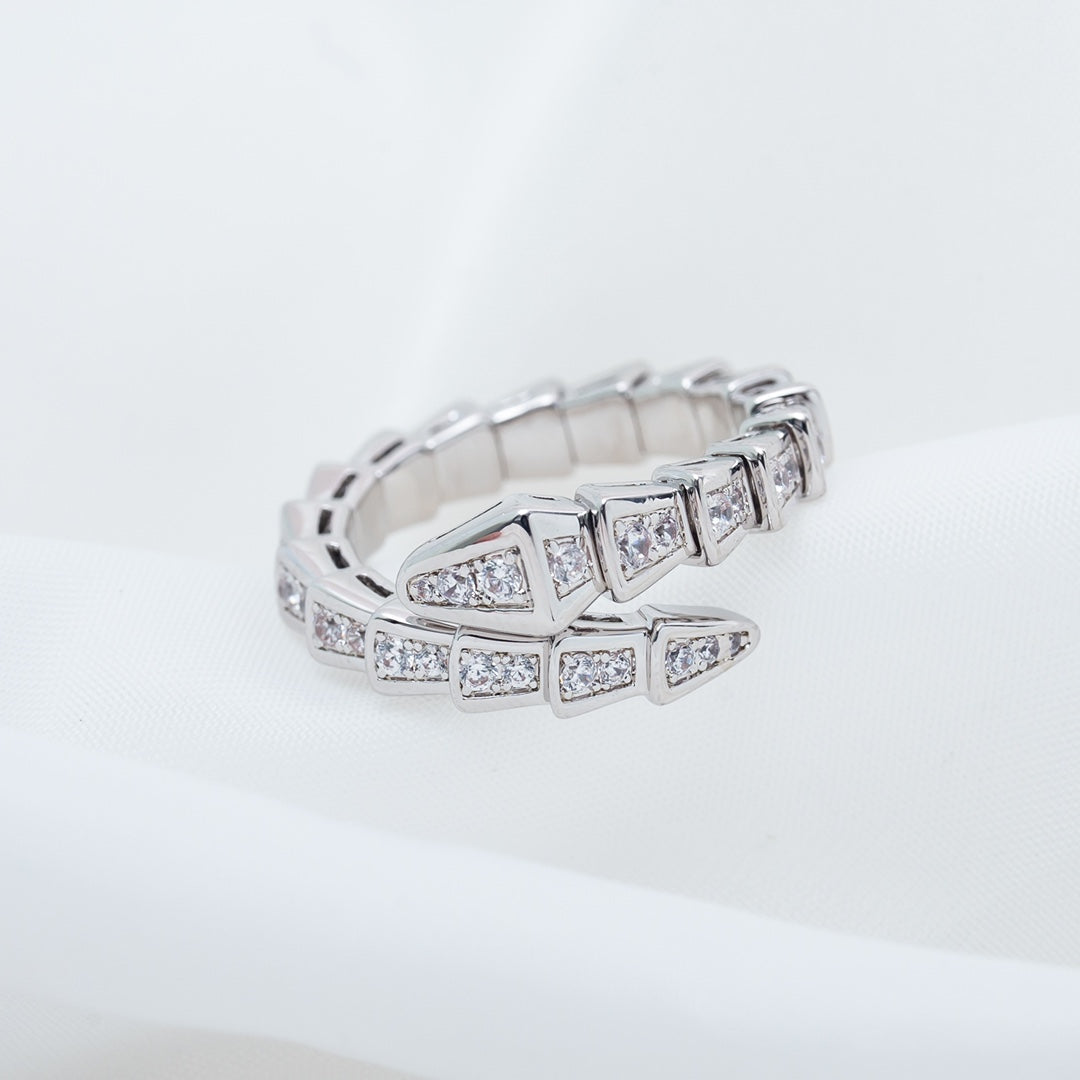 [⭐Luxery]SERPENTI RING SILVER DIAMOND PAVED 4MM