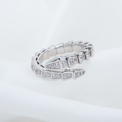[⭐Luxery]SERPENTI RING SILVER DIAMOND PAVED 4MM