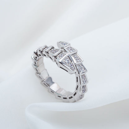 [⭐Luxery]SERPENTI RING SILVER DIAMOND PAVED 4MM