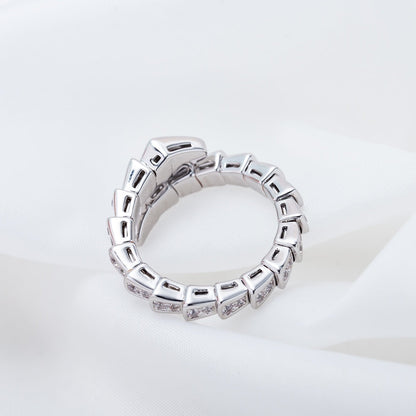 [⭐Luxery]SERPENTI RING SILVER DIAMOND PAVED 4MM