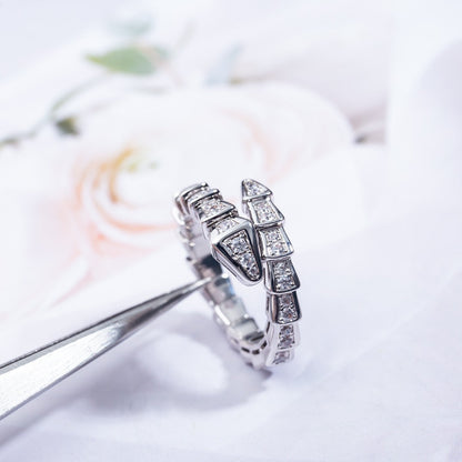 [⭐Luxery]SERPENTI RING SILVER DIAMOND PAVED 4MM