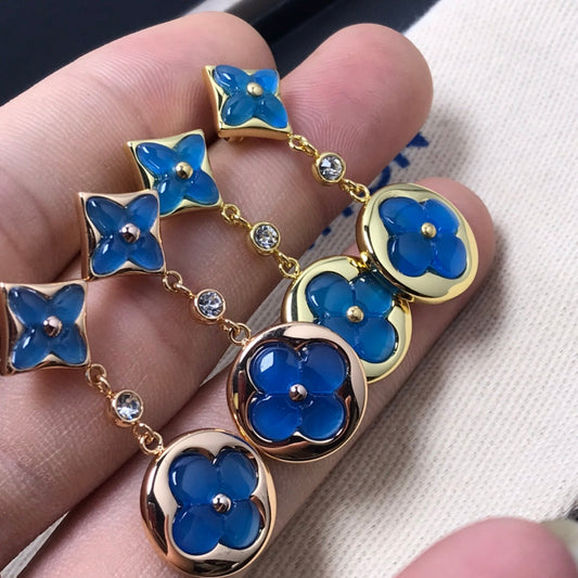 [⭐Luxery]STAR AND SUN AGATE DIAMOND EARRINGS