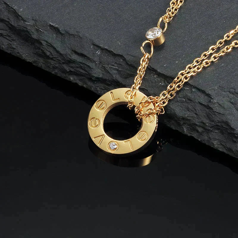 [⭐Luxery]LOVE NECKLACE 16MM 2 DIAMONDS