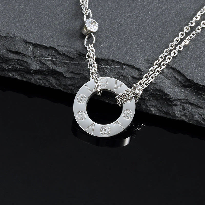 [⭐Luxery]LOVE NECKLACE 16MM 2 DIAMONDS