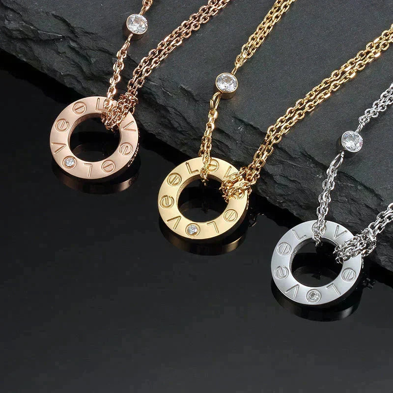 [⭐Luxery]LOVE NECKLACE 16MM 2 DIAMONDS
