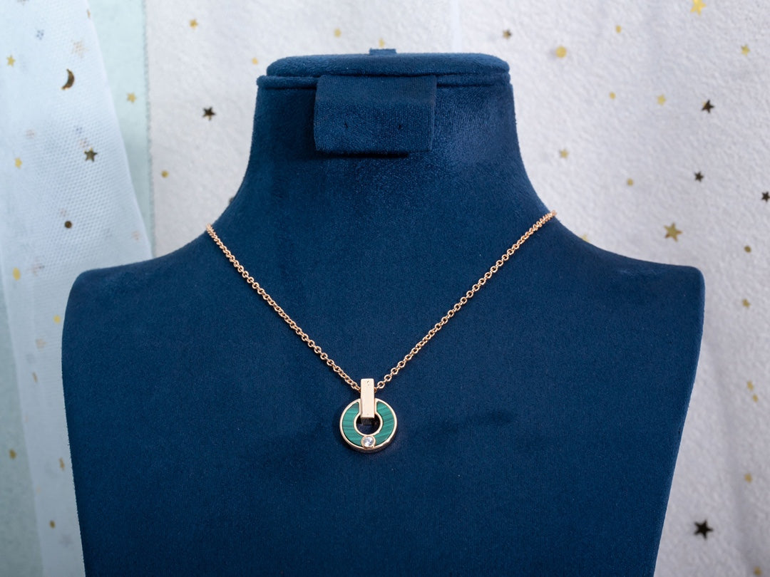 [⭐Luxery]GARI NECKLACE PINK GOLD MALACHITE