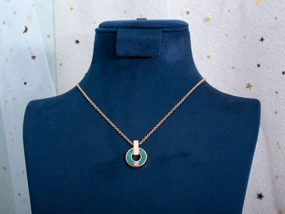 [⭐Luxery]GARI NECKLACE PINK GOLD MALACHITE