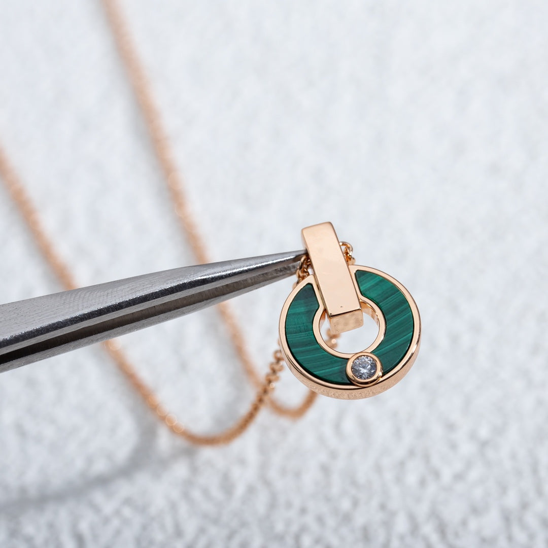 [⭐Luxery]GARI NECKLACE PINK GOLD MALACHITE