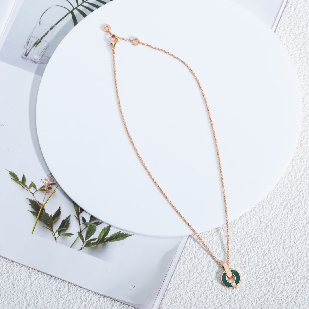 [⭐Luxery]GARI NECKLACE PINK GOLD MALACHITE