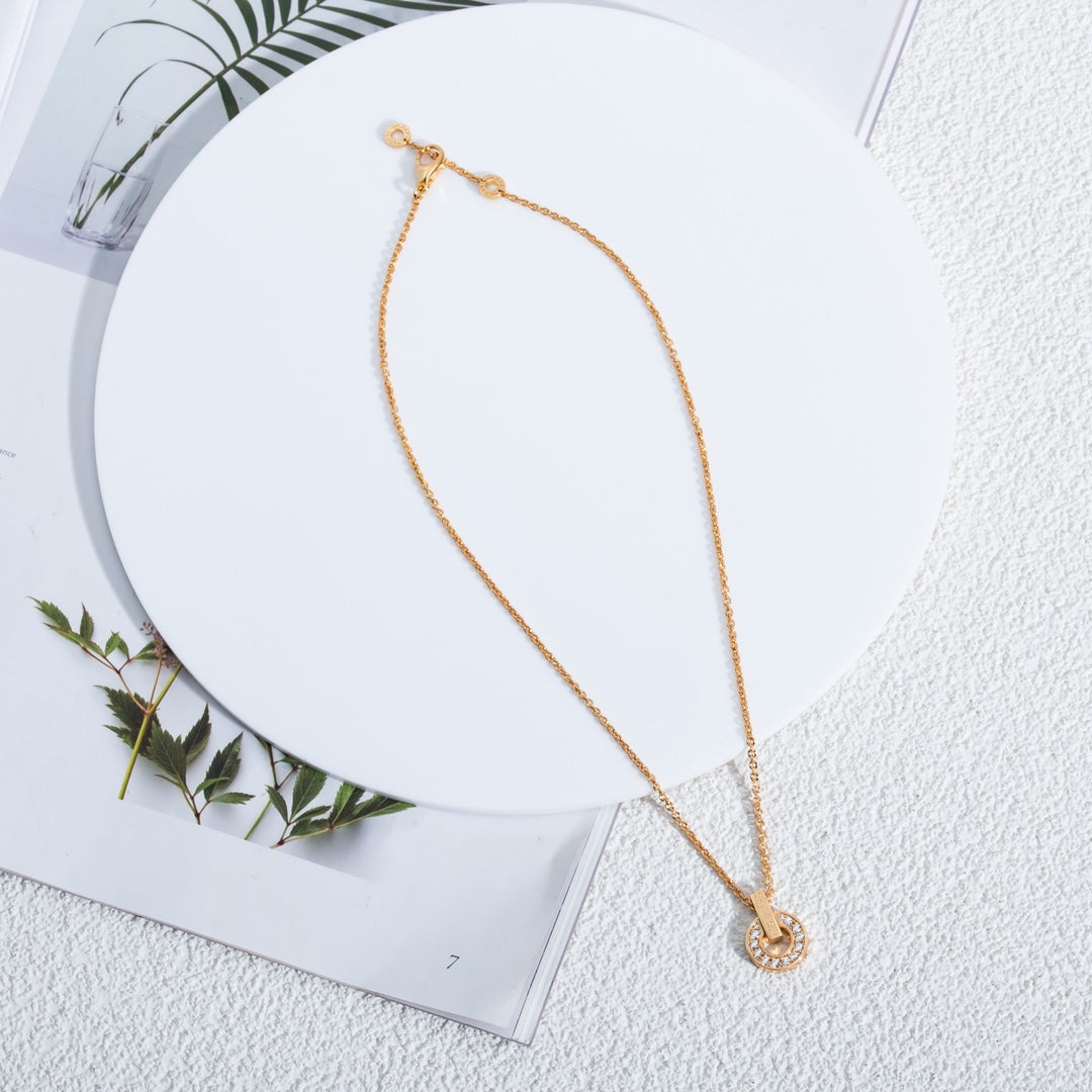 [⭐Luxery]GARI NECKLACE PINK GOLD DIAMOND